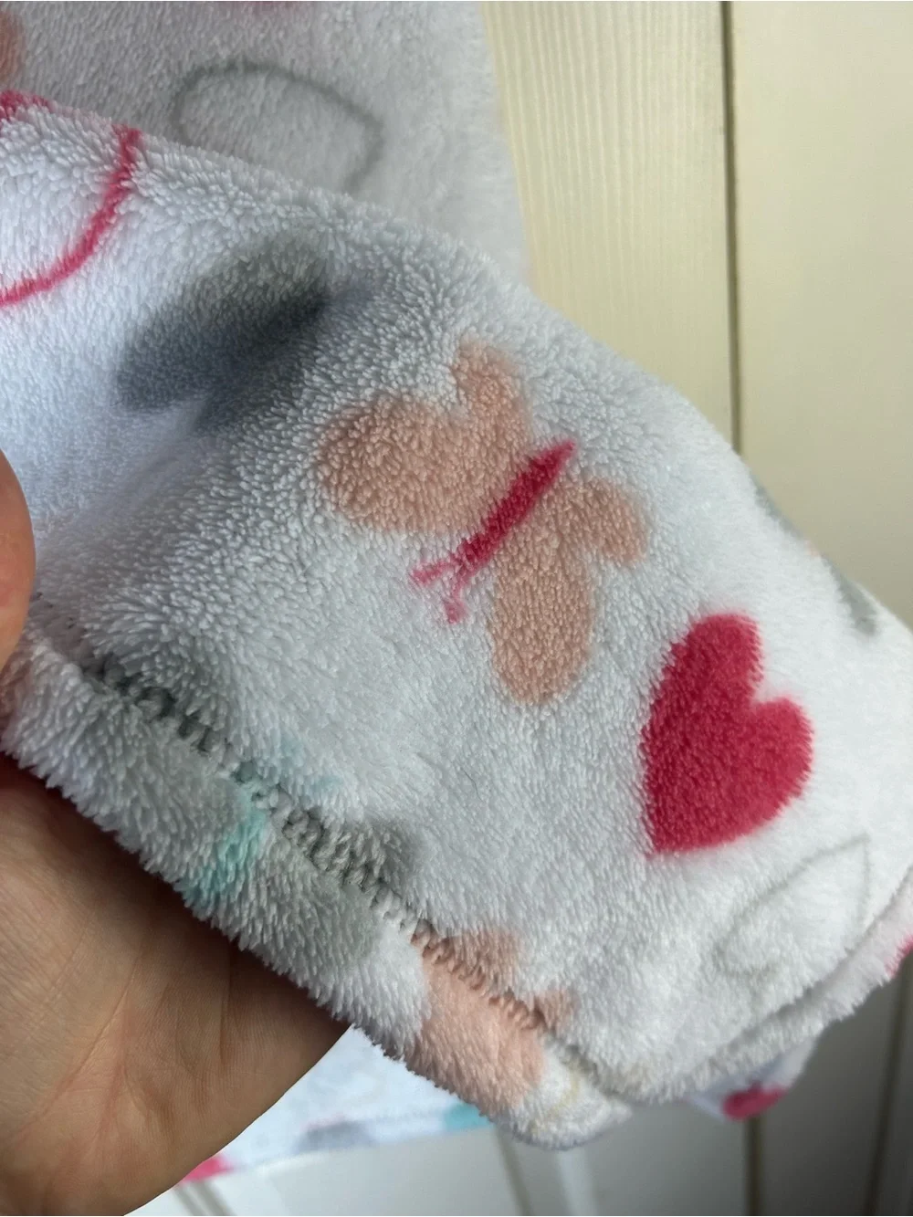 Chickpea Butterfly Hearts Baby Blanket White Pink Mint Green Gray Chick Pea